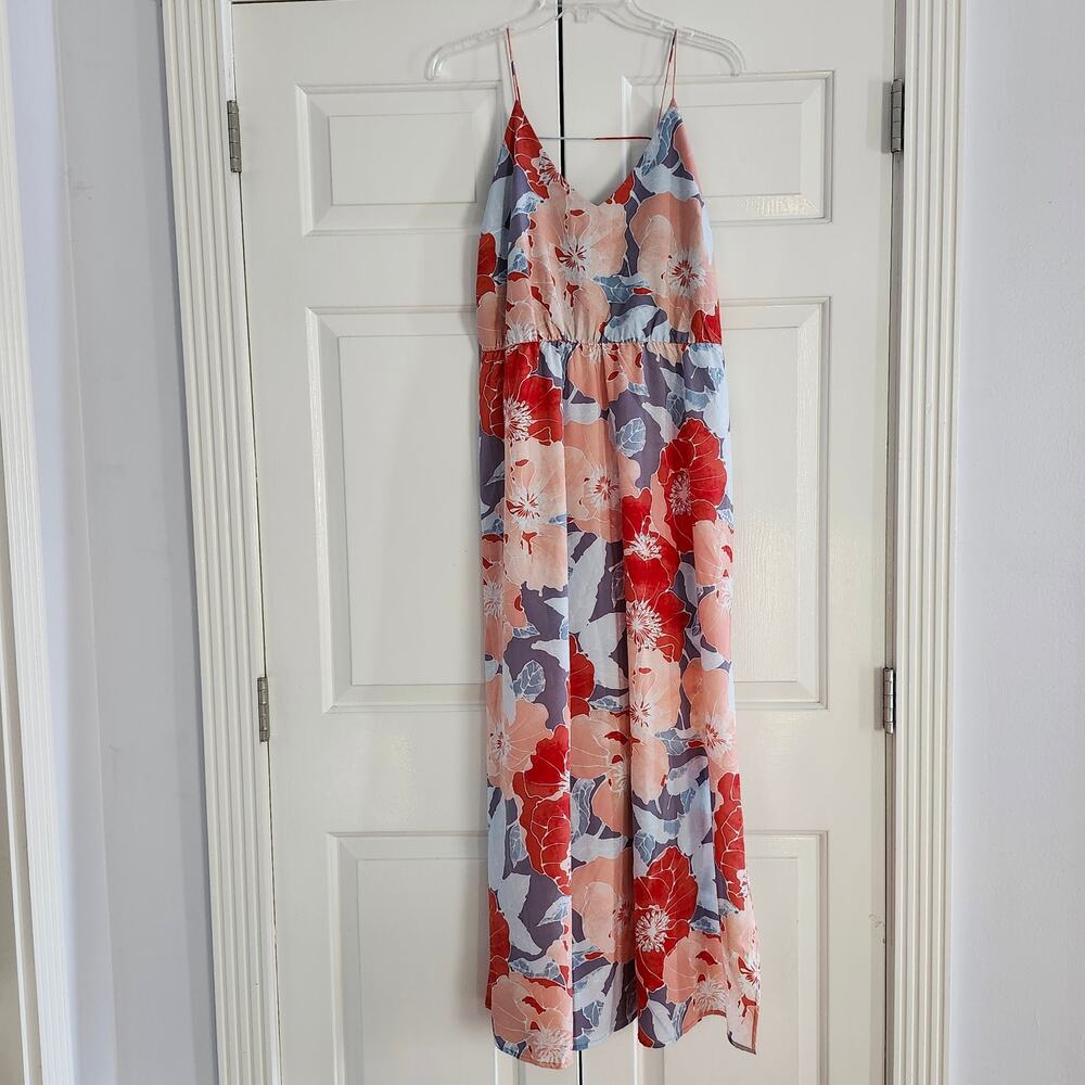 LOFT Floral Midi Dress - Red, Blue, Pink